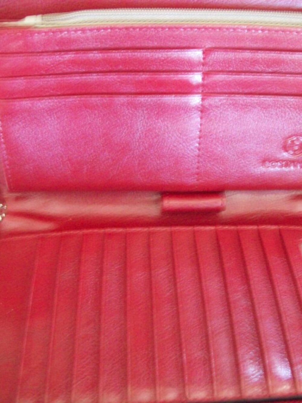 BOSTANTEN Burgundy Leather Wallet Women"s - Picture 2 of 5